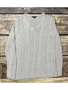 Brooks Brothers Sweater Womens Large Metallic Gray Pullover Knit